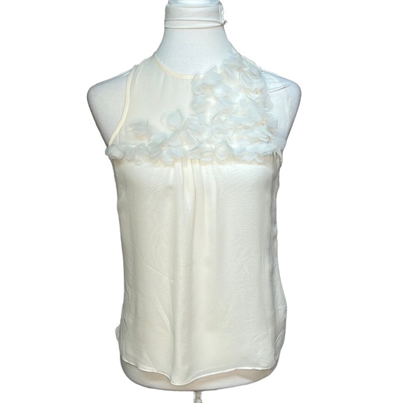 Ecru Silk 3D Floral Blouse - Picture 2 of 5